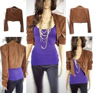 BCBG MAXAZRIA TOFFEE FAUX SUEDE CROPPED JACKET🥰